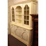 Painted glazed door and shelf back kitchen dresser.