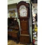 Early 19th Century oak and mahogany longcase clock, having painted dial signed W Phillips, Ludlow,