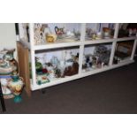 Large shelf collection of jardinieres, vases, Denby, Royal Winton, Oriental, Wedgwood, Capodimonte,