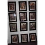 Set of fifteen framed 'Cries of London' plates.