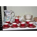 Large Masons Ironstone octagonal jug, Aynsley twenty one piece tea set,