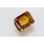 Large citrine ring, the rectangular stone set in 9 carat gold, size M.