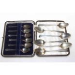 Six Georgian silver teaspoons, and, cased set of six silver coffee spoons, Sheffield 1945 (2).