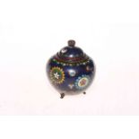 Small cloisonne spherical box and cover, 7.5cm.
