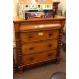 Small Victorian mahogany four-height Scotch chest.