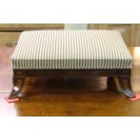 Regency rosewood footstool on splayed legs.