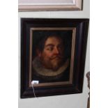 Early Dutch? Portrait painting on panel, depicting bearded gentleman with ruffle collar,
