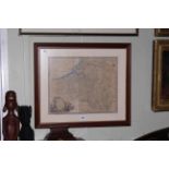 Framed antique map of the Netherlands by Eman Bowen.