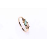 14 carat gold opal and diamond ring, size P.