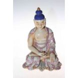Chinese porcelain buddha, wearing delicately painted gown, 25cm.