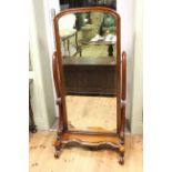 Victorian style mahogany cheval mirror.