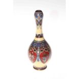 Japanese cloisonne garlic top vase, having bands of pattern decoration, 24cm.