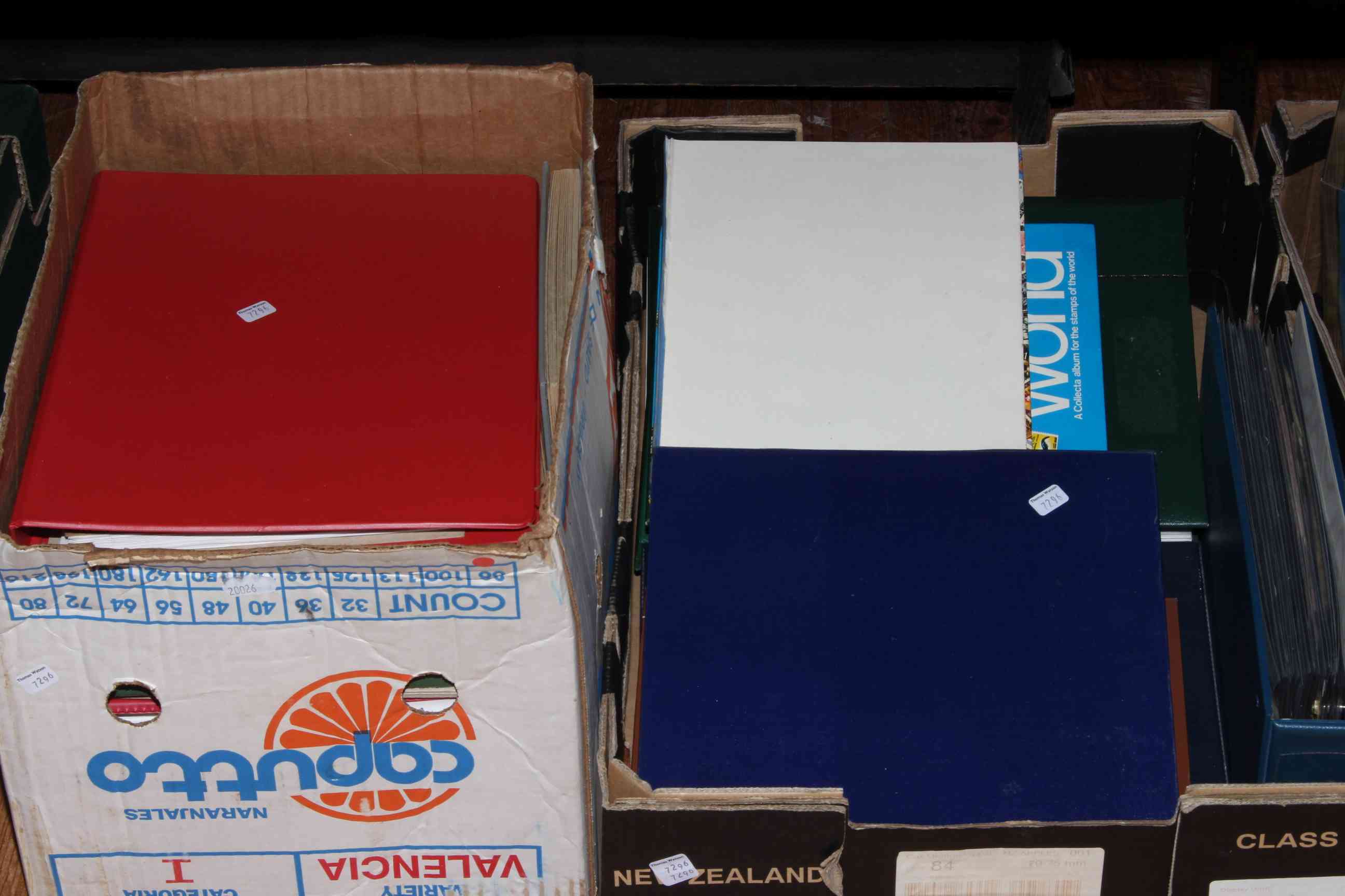 Two boxes of first day covers, stamps, schoolboy albums,