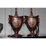 Pair of decorative vase style table lamps, 49cm.