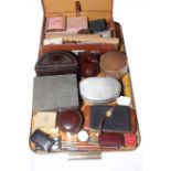 Tray of collectables including pens, watches, jewellery, Bakelite, cufflinks, etc.