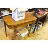 Victorian fold top tea table on turned legs and Victorian mahogany single drop leaf table (2).