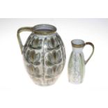 Two pieces of Glyn College Denby Pottery including large jug.