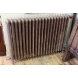 National Art Nouveau cast iron radiator, 96cm by 127cm (excluding fittings).