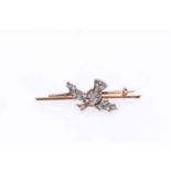 Diamond set thistle bar brooch, boxed.