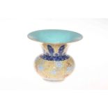 Chinese vase of squat form with flared neck, cloud decoration on swirl yellow ground,