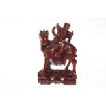 Chinese carved wood figure of sage on horseback, 16cm.