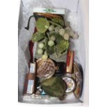 Box of items including cloisonne, sovereign purse, etc.