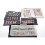 Various penny red stamps including Maltese Cross, together with coins etc.