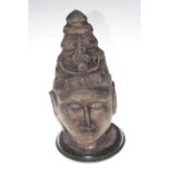 Stoneware pottery head of a South Indian Hindu female deity.