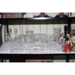 Large collection of cut glass and crystal including decanters,