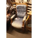 Victorian mahogany framed library chair.