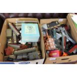 Two boxes of model railway and accessories.