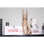 Jointed rabbit, Coca Cola box and Phrenology head.