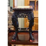 Chinese carved hardwood plant stand, 28cm by 47cm.