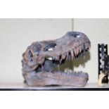 Composite dinosaur skull head, 38cm.