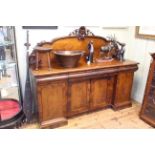 Victorian mahogany four door chiffonier with raised back, 154cm by 184cm.