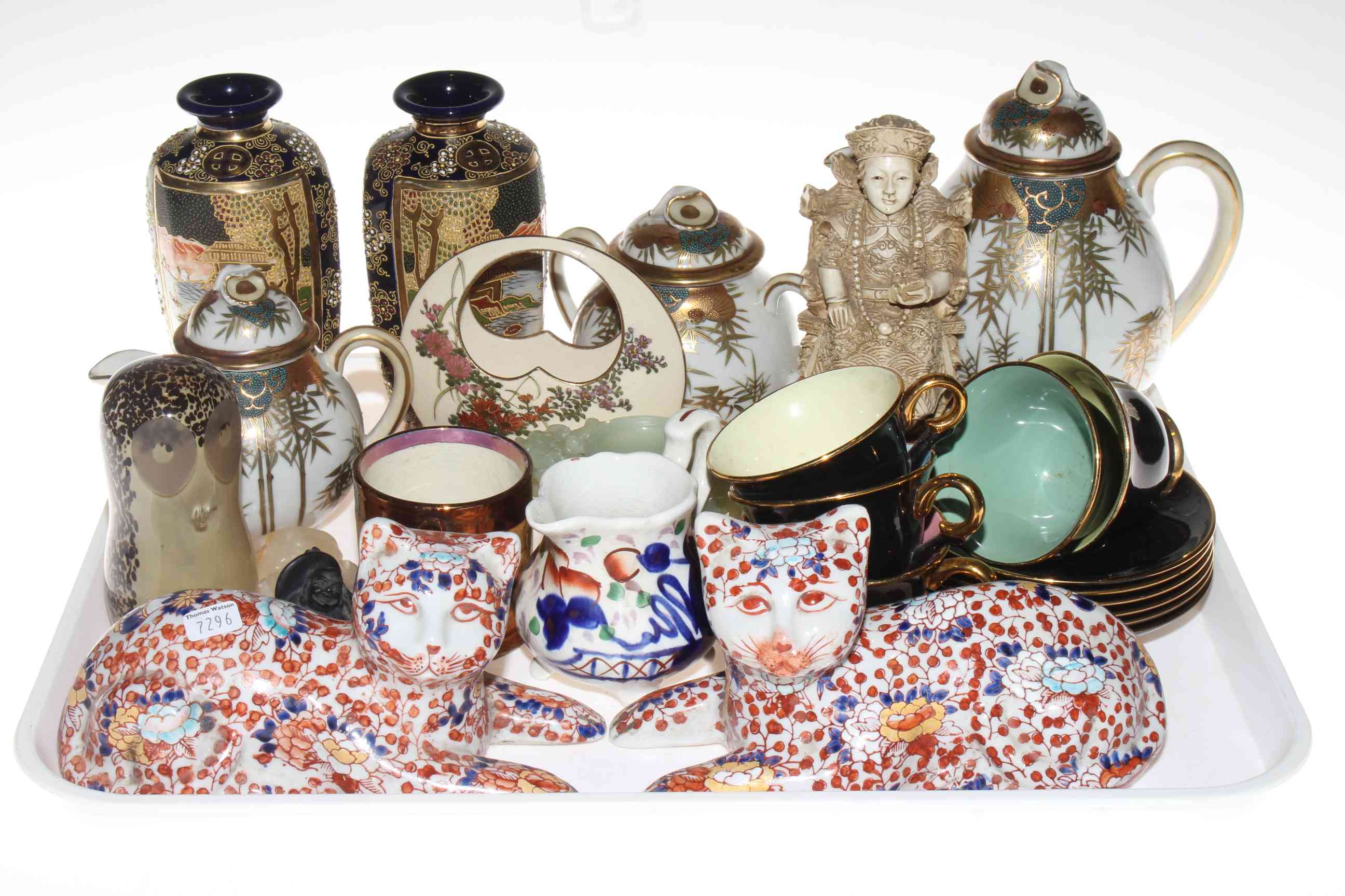 Tray of Oriental ceramics, etc.