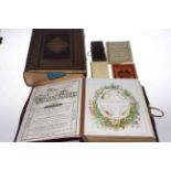 Illustrated photograph album, bibles and church art stamp albums.