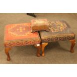 Two cabriole leg footstools and Victorian footstool (3).