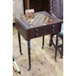 Victorian mahogany drop leaf chess top games table,