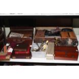 Collection of binoculars, cameras, cased cutlery, medical instrument, coinage.