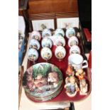 Collection of Hummel eggs, four figures, seven wall plates, mug and twelve prints.