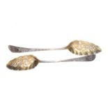 Pair George III silver gilt berry spoons, London 1799.