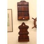 Two antique oak spoon racks.