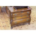 Continental oak shaped front three drawer chest, 63cm by 74cm.