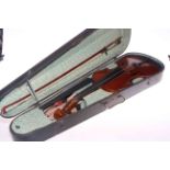 Violin and bow in case.