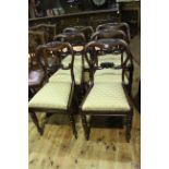 Set of six Victorian mahogany shaped balloon back dining chairs including pair carvers.