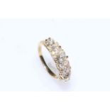 Victorian five stone diamond ring, approximately 0.9 carats of diamonds in yellow gold, size M.