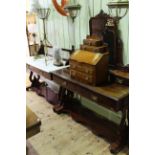 Late Victorian mahogany four drawer dressing table and two drawer marble topped and tiled back