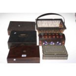 Collection of carved wooden and inlaid boxes,