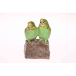 Royal Copenhagen group of two budgerigars, 16cm.